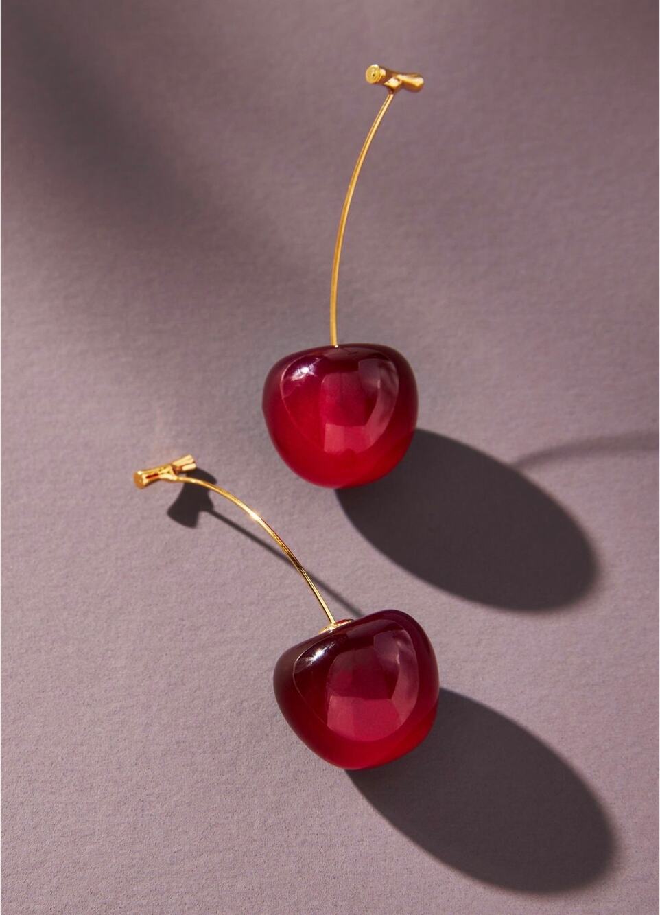 Anthropologie Cherry Drop earrings gold post fruit